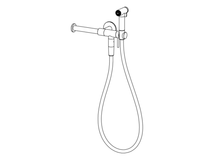 На изображении товар Гигиенический душ Cea Design Free Ideas, настенный держатель с запорным ручным душем и подключением к воде, с бумагодержателем, шланг в цвете White, цвет сталь Satin от официального представителя в Москве