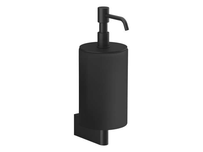 На изображении товар Дозатор для жидкого мыла Gessi Origini, настенный, черный композитный материал, цвет Matte Black от официального представителя в Москве