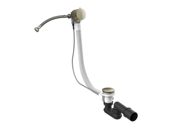 На изображении товар Слив-перелив для ванны Gessi Technical Accessories, h600 мм, с системой наполнения ванны через перелив, цвет Finox Brushed Nickel от официального представителя в Москве