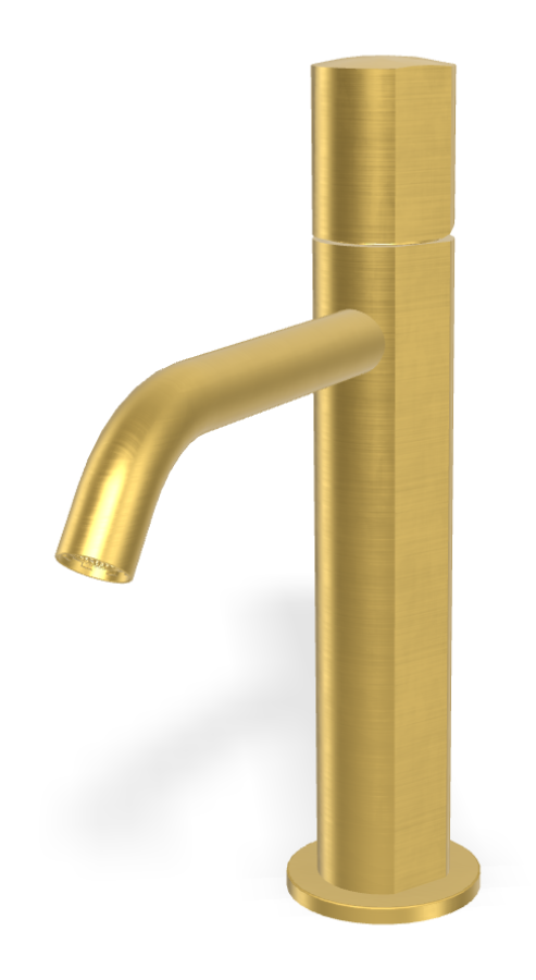 Смеситель для раковины Carlo Frattini SO, с донным клапаном Click-Clack, 2 гибкими шлангами, без ручки, Н-241 мм, цвет золото брашированное