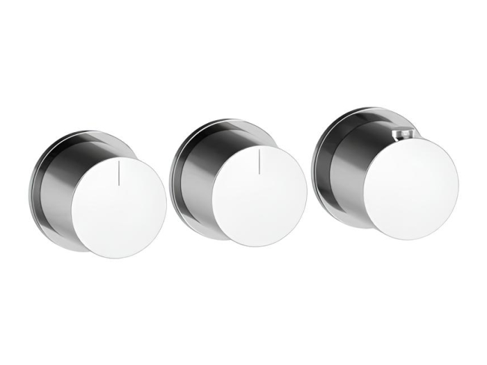 На изображении товар Термостат Gessi Tondo, настенный, с 2 независимыми выходами, встраиваемый, внешняя часть, цвет Сhrome от официального представителя в Москве