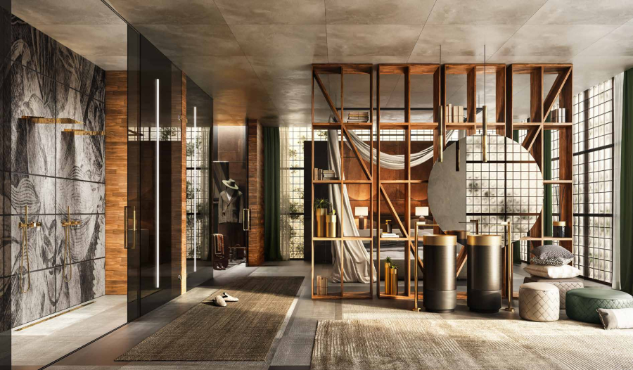 Cмеситель для душа Gessi Inverso, встраиваемый, настенный, на 2 выхода, внешние части, цвет Warm Bronze Brushed PVD - изображение 2