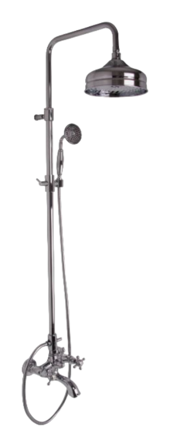 Душевая система Carlo Frattini Elizabeth, настенный, с душевой стойкой Н-1314-1598 мм, верхним душем из латуни Ø208 мм и ручным душем, шлангом из латуни 1500 мм, цвет хром