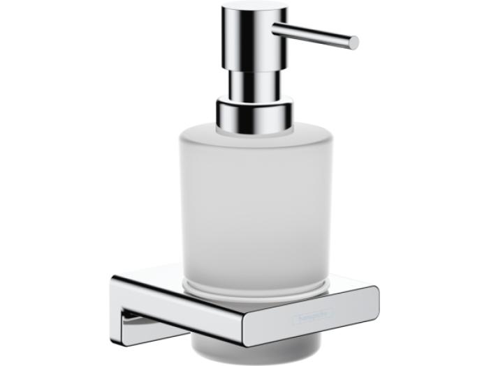 На изображении товар Дозатор для жидкого мыла Hansgrohe AddStoris Q, настенный, цвет хром от официального представителя в Москве
