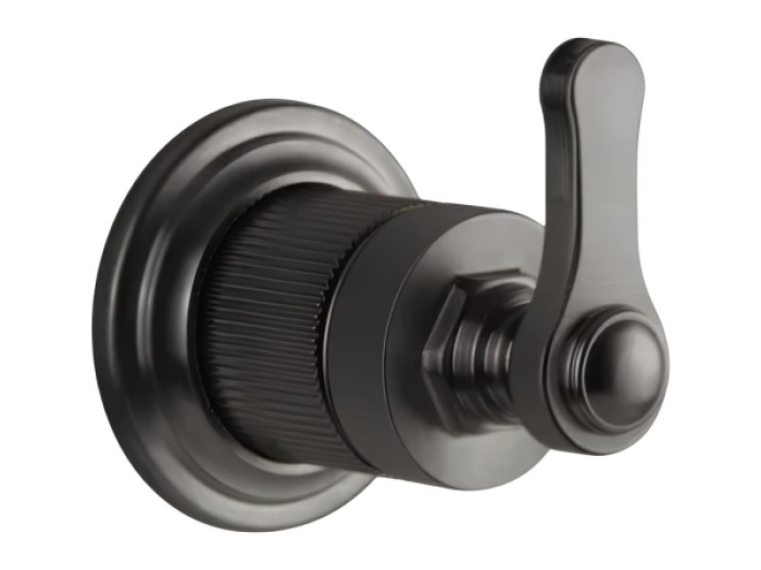 На изображении товар Запорный вентиль Gessi Venti20, высокой производительности, 3 Бар-40 л/мин, внешняя часть, Н-83 мм, цвет Black Metal Brushed PVD от официального представителя в Москве