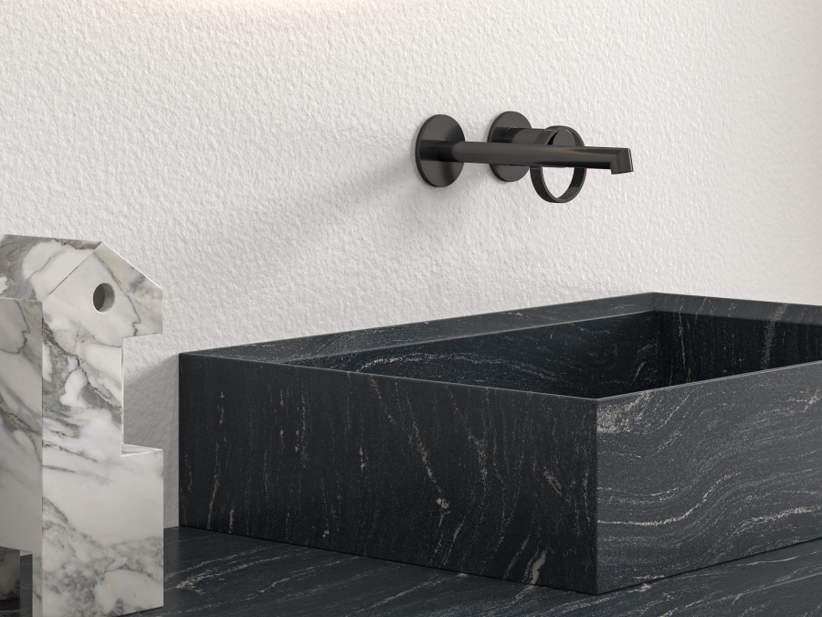 Смеситель для раковины Gessi Anello, настенный, короткий излив, встраиваемый, цвет Black Metal Brushed PVD - изображение 2