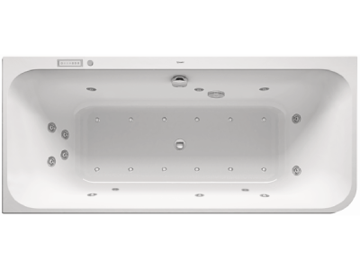 На изображении товар Ванна Duravit Happy D.2, угол слева, 1800x800 мм, с гидромассажем Combi-System E, с двумя наклонами для спины, с интегрированной акриловой панелью, цвет белый от официального представителя в Москве