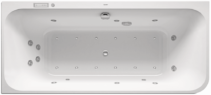 Ванна Duravit Happy D.2, угол слева, 1800x800 мм, с гидромассажем Combi-System E, с двумя наклонами для спины, с интегрированной акриловой панелью, цвет белый