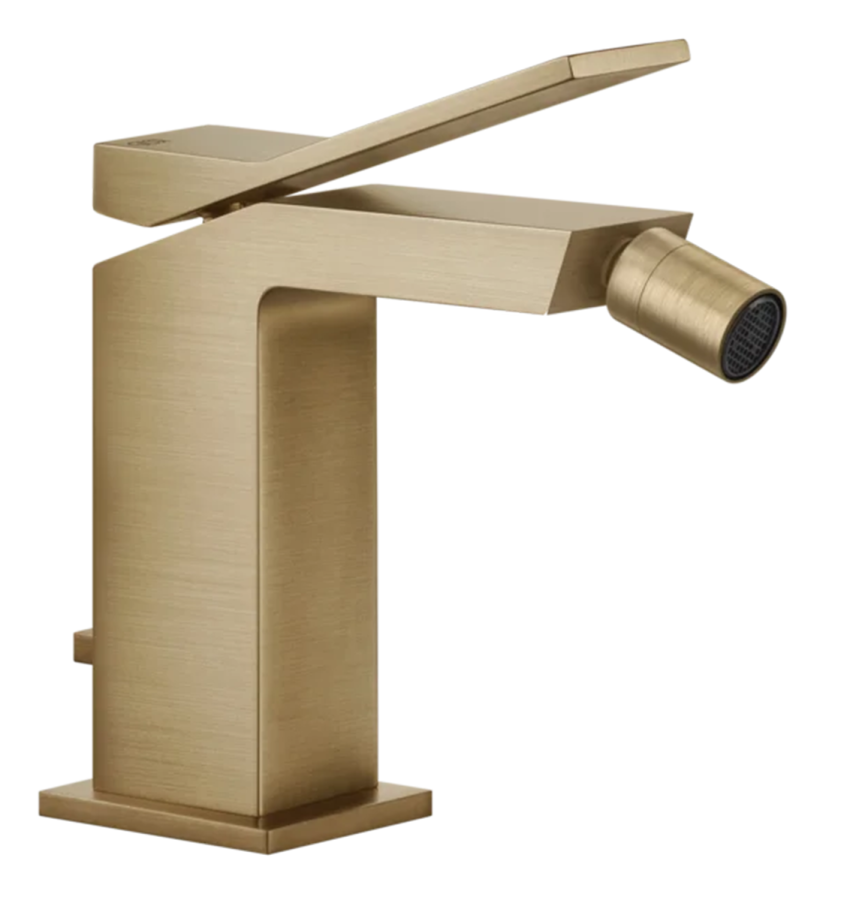Смеситель для биде Gessi Rettangolo K, однорычажный, с донным клапаном, цвет Warm Bronze Brushed PVD