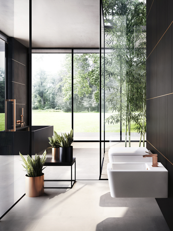 Смеситель для биде Gessi Rettangolo K, однорычажный, с донным клапаном, цвет Warm Bronze Brushed PVD - изображение 1