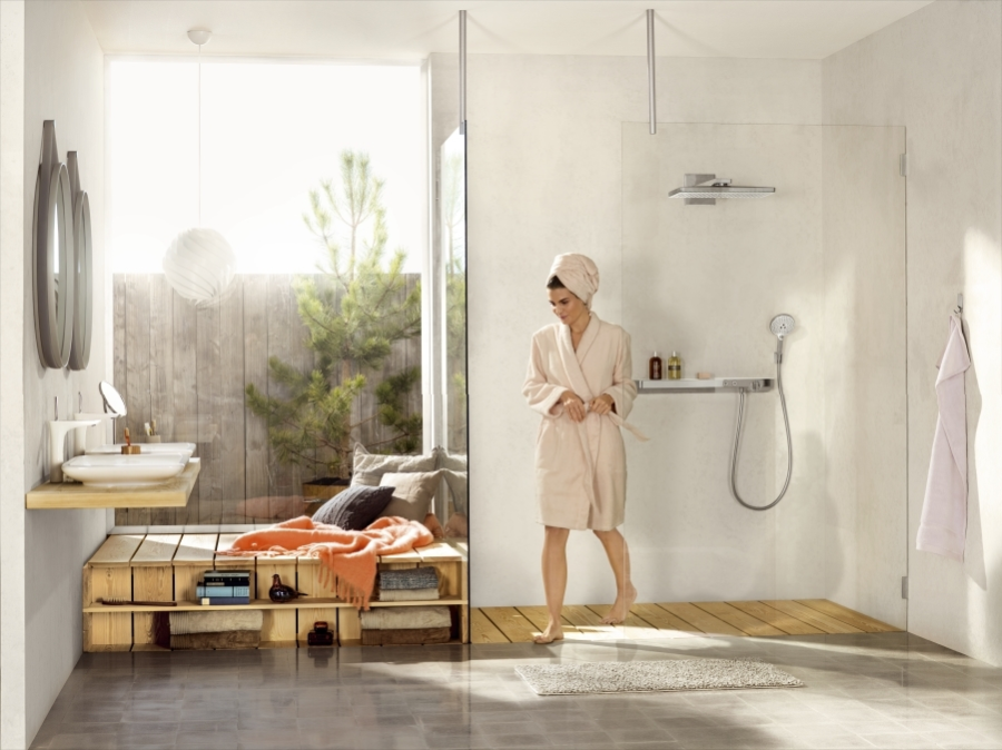 Верхний душ Hansgrohe Rainmaker Select 460 2jet, с настенным держателем, внешняя часть, цвет белый/хром - изображение 3