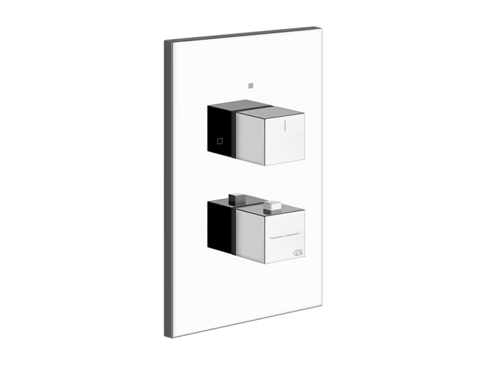 На изображении товар Термостат Gessi Rettangolo K, на 2 потребителя, 221х141х52 мм, встраиваемый, цвет Finox Brushed Nickel от официального представителя в Москве