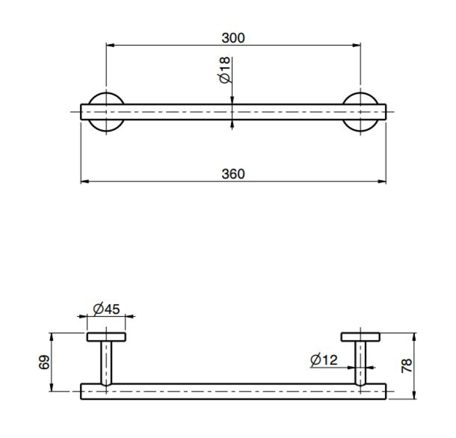Полотенцедержатель Carlo Frattini Spillo Steel, настенный, между монтажными отверстиями 300 мм, цвет нержавеющая сталь - изображение 1