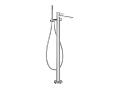 На изображении товар Cмеситель для ванны Gessi Inverso, напольный, с переключателем и ручным душем, внешняя часть, цвет Chrome от официального представителя в Москве