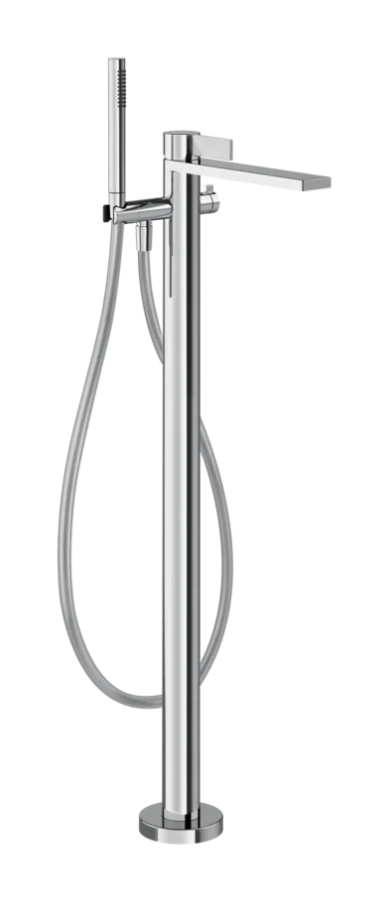 Cмеситель для ванны Gessi Inverso, напольный, с переключателем и ручным душем, внешняя часть, цвет Chrome