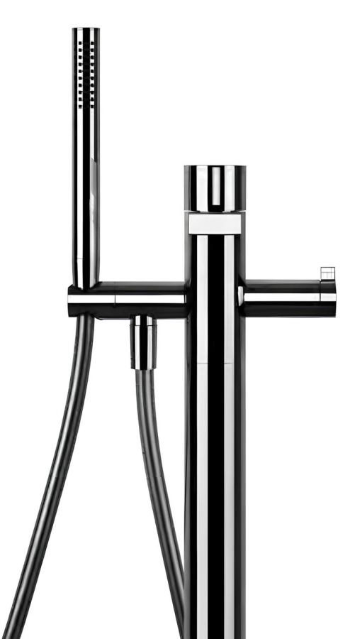 Cмеситель для ванны Gessi Inverso, напольный, с переключателем и ручным душем, внешняя часть, цвет Chrome - изображение 1