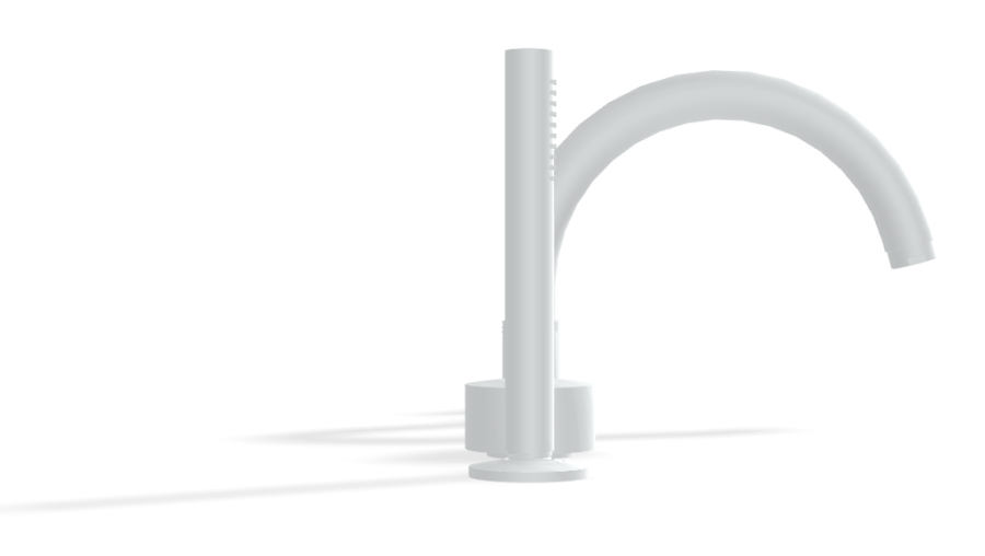 Смеситель для ванны Carlo Frattini SO, на борт, с изливом, вытяжным ручным душем, без ручек, цвет белый матовый - изображение 2