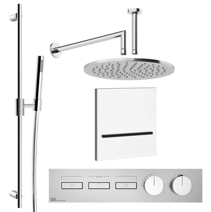 Термостат Gessi HI-FI, до 3 функций одновременно, с кнопками вкл/выкл, встраиваемый, внешняя часть, цвет Chrome - изображение 3