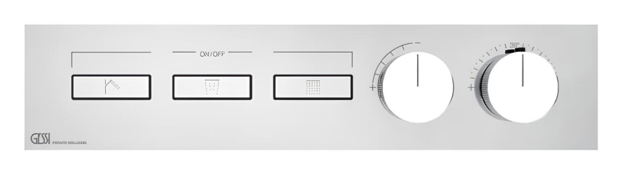 Термостат Gessi HI-FI, до 3 функций одновременно, с кнопками вкл/выкл, встраиваемый, внешняя часть, цвет Chrome