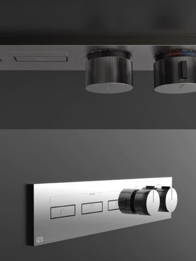 Термостат Gessi HI-FI, до 3 функций одновременно, с кнопками вкл/выкл, встраиваемый, внешняя часть, цвет Chrome - изображение 2