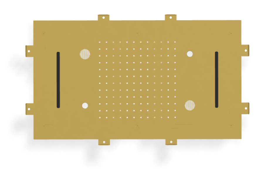Верхний душ Carlo Frattini Harmonia, потолочный, с защитой от известкового налёта, с LED подсветкой для хромотерапии, пультом, аудио/bluetooth, 700x400 мм, цвет брашированное золото - изображение 2