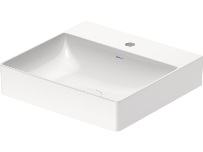На изображении товар Раковина Duravit DuraSquare с шлифованным низом, 500х470 мм, без перелива, с 1 отверстием под смеситель, цвет белый от официального представителя в Москве