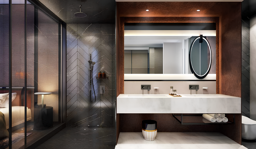 Смеситель для раковины Gessi Rilievo, настенный, со средним изливом, встраиваемый, внешняя часть, цвет Black Metal Brushed PVD - изображение 2