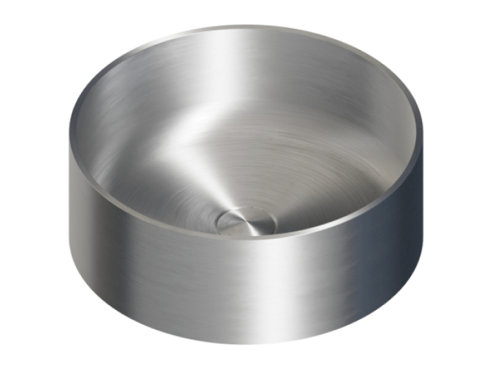 На изображении товар Раковина Newform Solo Steel E L., накладная, Ø355х138h мм, в комплекте донный клапан, нержавеющая сталь, без перелива, цвет PVD Brushed Copper Bronze от официального представителя в Москве