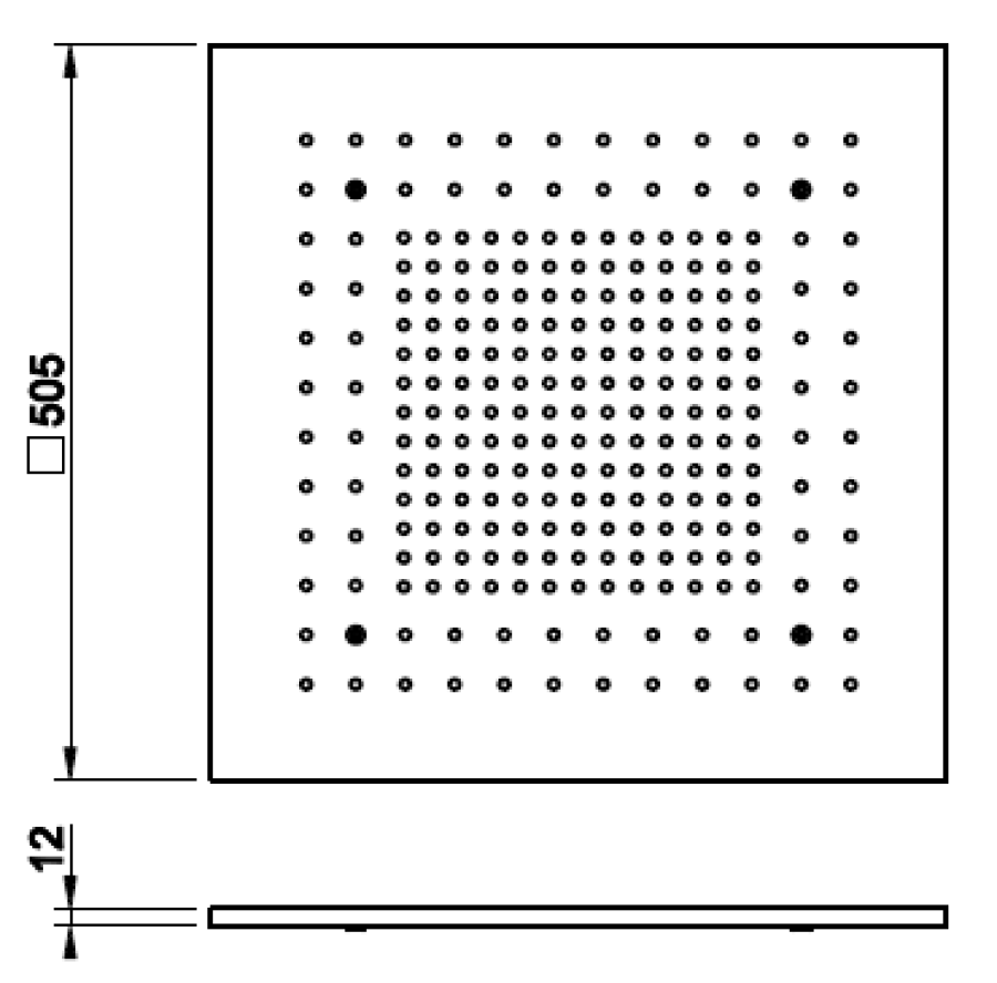 Накладная панель Gessi Afilo, функция тропический ливень, внешняя часть, 500x500 мм, цвет Black Metal Brushed PVD - изображение 1