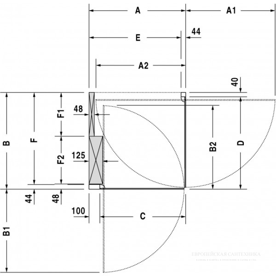Перегородка для душа Duravit OpenSpace 885x885 мм, смеситель справа, прозрачное и зеркальное стекло, цвет хром - изображение 8