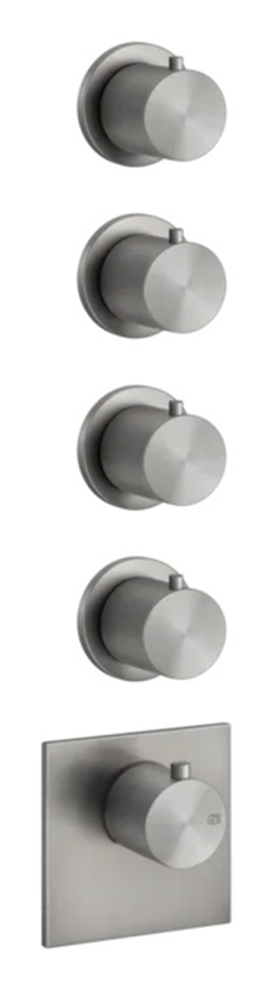 Термостат Gessi316, встраиваемый, на 4 потребителя, внешняя часть, цвет Steel Brushed