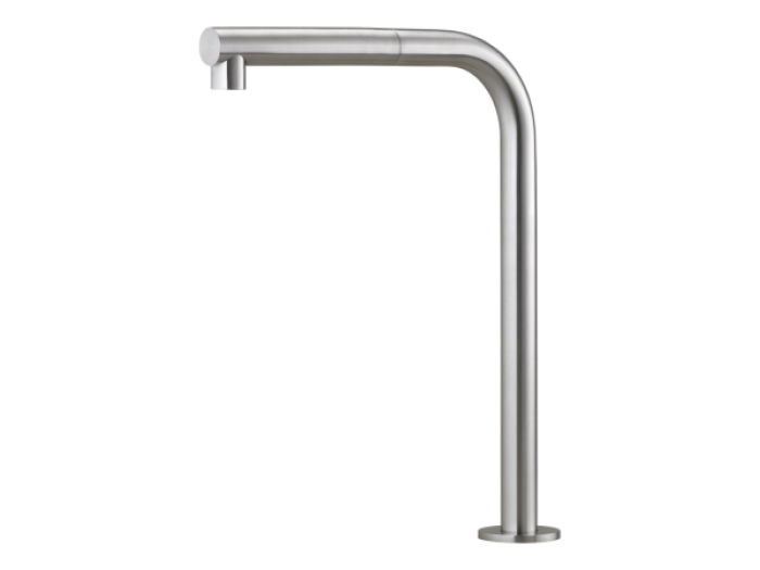 На изображении товар Излив Cea Design Free Ideas, настольный, поворотный и регулируемый по высоте, выдвижной ручной душ, цвет сатинированная нержавеющая сталь от официального представителя в Москве
