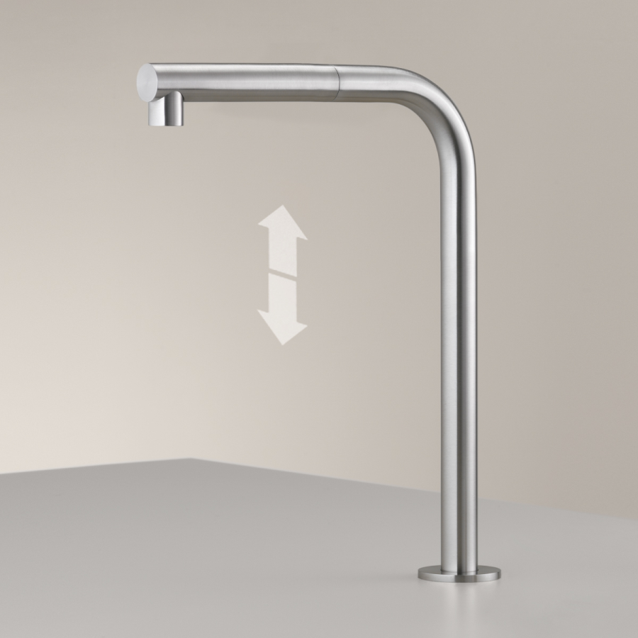 Излив Cea Design Free Ideas, настольный, поворотный и регулируемый по высоте, выдвижной ручной душ, цвет сатинированная нержавеющая сталь - изображение 1
