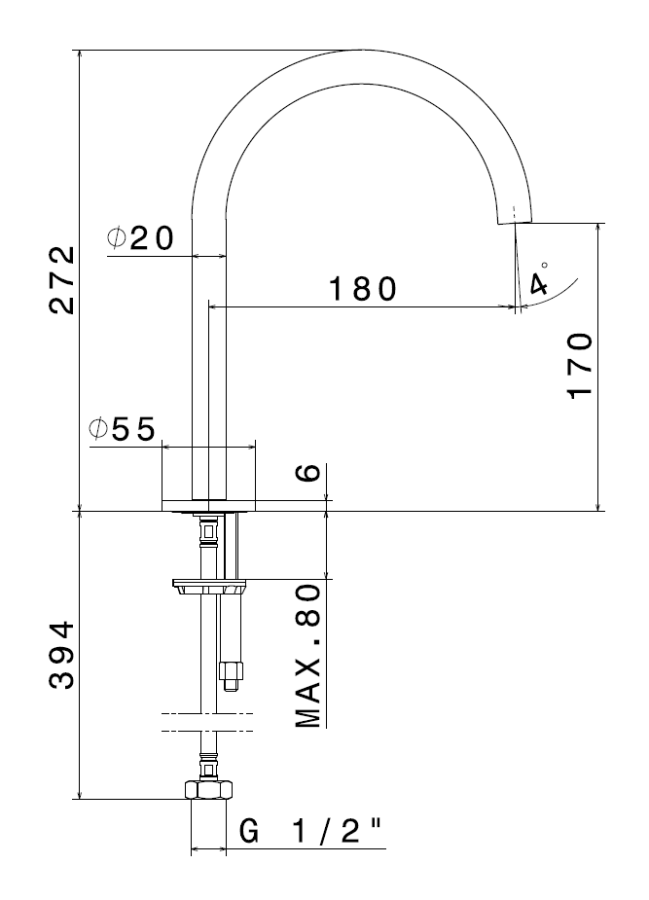 Излив для раковины Newform X-steel 316, на горизонтальную поверхность, цвет PVD Brushed gun metal - изображение 1