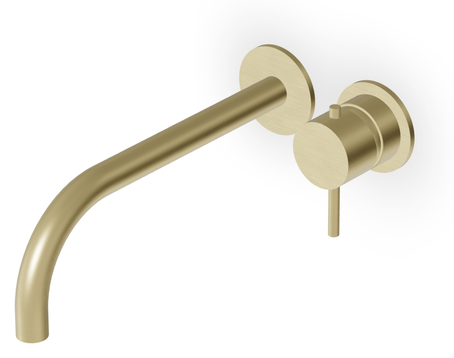 Смеситель для раковины Zucchetti Helm, встраиваемый, с аэратором, вылет излива 230 мм, внешняя часть, цвет Brushed British Gold PVD