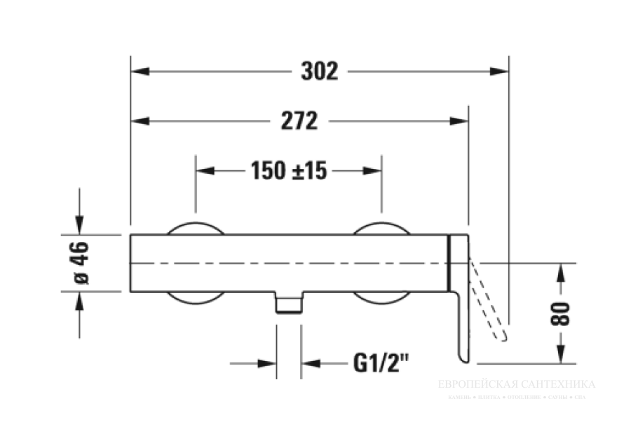 Cмеситель для душа Duravit A.1, однорычажный, настенный, без ручного душа, цвет хром - изображение 2