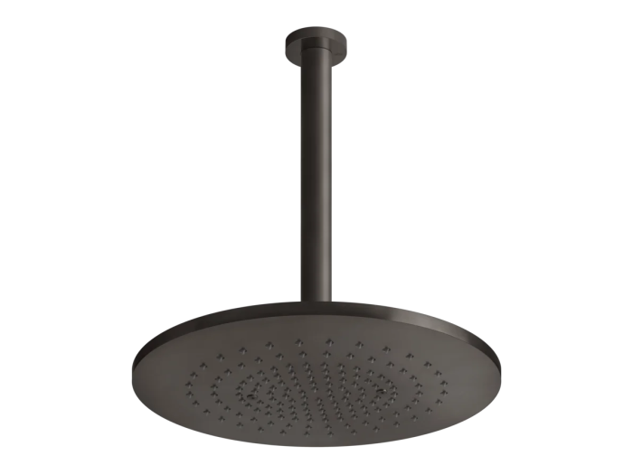 На изображении товар Верхний душ Gessi316, потолочный, с регулируемым кронштейном, длина по запросу, Ø355 мм, цвет Black Metal Brushed PVD от официального представителя в Москве