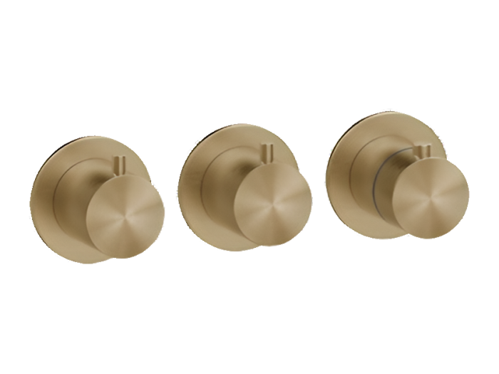 Термостат Gessi 316, встраиваемый, на 2 выхода, вертикальная/горизонтальная установка, цвет warm Bronze Brushed PVD