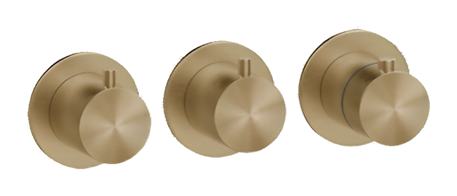 Термостат Gessi 316, встраиваемый, на 2 выхода, вертикальная/горизонтальная установка, цвет warm Bronze Brushed PVD