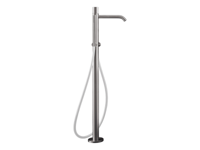 Смеситель для ванны CeaDesign Giotto Plus, напольный, H-870 мм, ручной душ Ø18 мм, шланг в цвете Silk Grey, внешняя часть, цвет сатинированная сталь