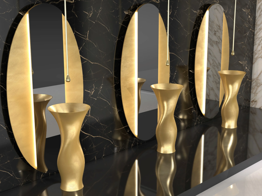 Раковина Glass Design Dame, отдельностоящая, цвет Gold leaf 3d