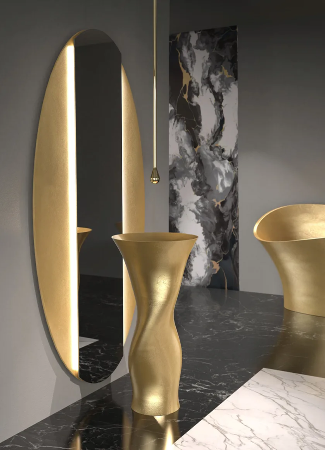 Раковина Glass Design Dame, отдельностоящая, цвет Gold leaf 3d - изображение 1