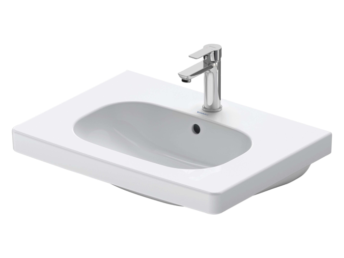 На изображении товар Раковина Duravit D-Code для мебели, 650х480 мм, 1 отверстие под смеситель, цвет белый от официального представителя в Москве