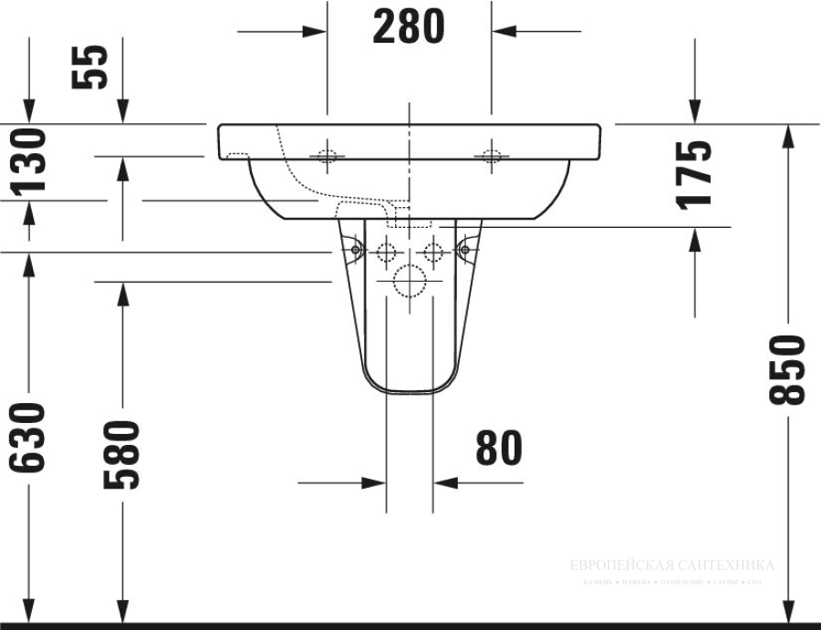 Раковина Duravit D-Code для мебели, 650х480 мм, 1 отверстие под смеситель, цвет белый - изображение 5