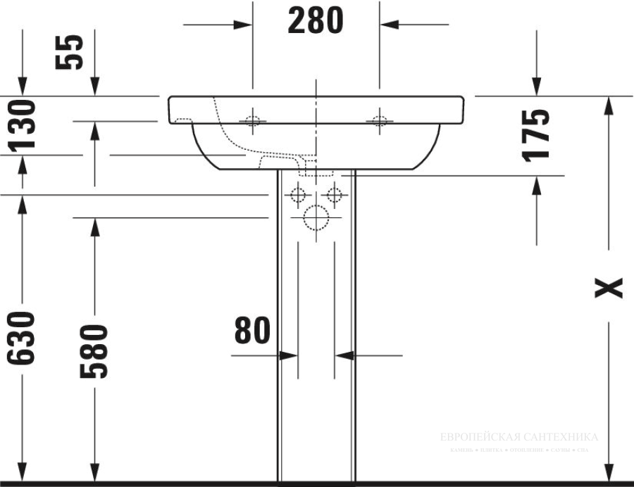 Раковина Duravit D-Code для мебели, 650х480 мм, 1 отверстие под смеситель, цвет белый - изображение 6