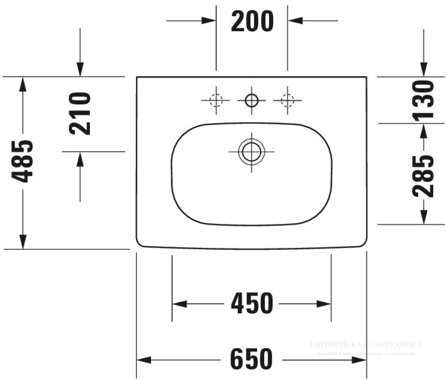 Раковина Duravit D-Code для мебели, 650х480 мм, 1 отверстие под смеситель, цвет белый - изображение 3