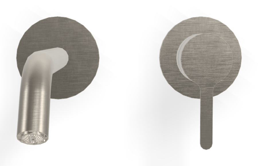 Смеситель для раковины Carlo Frattini Snap, настенный, с донным клапаном Click-Clack, аэратором, излив 200 мм, внешняя часть, цвет никель брашированный - изображение 1