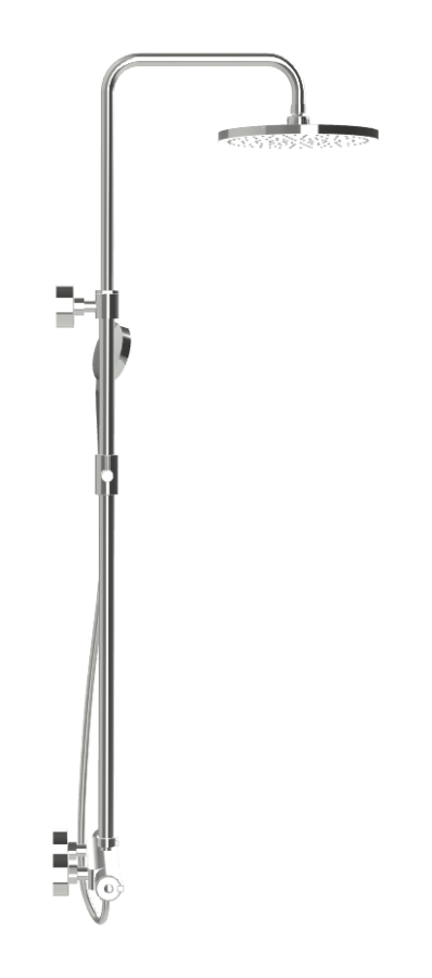 Душевая система Carlo Frattini Wellness, смеситель с изливом, стойка с верхним душем и душевым комплектом, цвет хром глянцевый - изображение 2