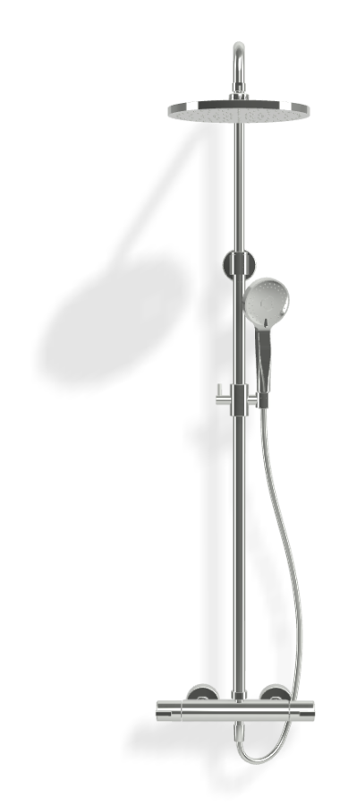 Душевая система Carlo Frattini Wellness, смеситель с изливом, стойка с верхним душем и душевым комплектом, цвет хром глянцевый - изображение 1