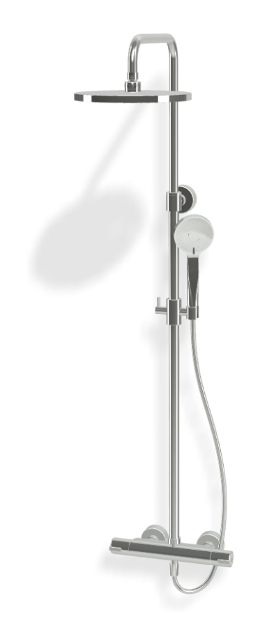Душевая система Carlo Frattini Wellness, смеситель с изливом, стойка с верхним душем и душевым комплектом, цвет хром глянцевый